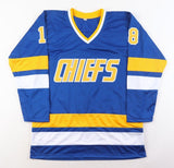 Dave Hanson, Allan Nicholls, & Jeff Carlson Signed Jersey (Beckett) Slap Shot