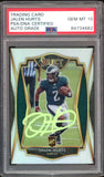 2020 Select Premier Silver Jalen Hurts RC On Card Green PSA/DNA Auto GEM MINT 10