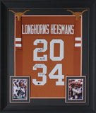 Ricky Williams & Earl Campbell Signed Burnt Orange Pro Style Framed Jersey BAS W