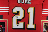 FRANK GORE (49ers red shadow SKYLINE) Signed Autographed Framed Jersey Beckett