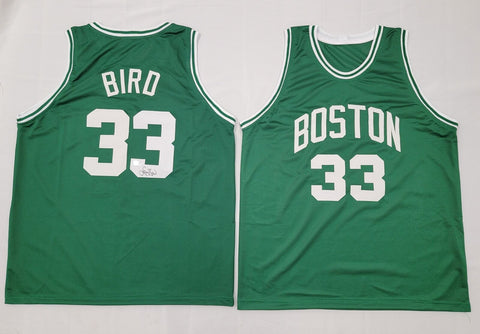 Larry Bird Autographed Boston Celtics Pro Style Green Jersey Beckett Witnessed