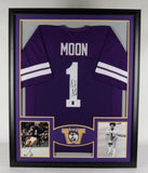 Warren Moon Signed Washington Huskies 35x43 Framed Jersey (Moon Holo) Vikings QB