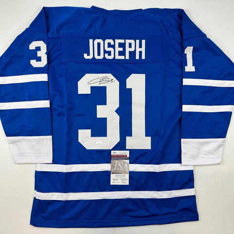 Autographed/Signed Curtis Joseph Toronto Blue Hockey Jersey JSA COA