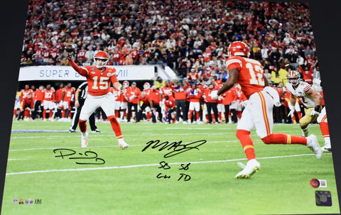 PATRICK MAHOMES & MECOLE HARDMAN SIGNED CHIEFS SUPER BOWL LVIII 16x20 PHOTO BAS