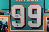 JASON TAYLOR (Dolphins teal SKYLINE) Signed Autographed Framed Jersey Beckett