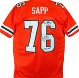 Warren Sapp Autographed Orange College Style Jersey w/2insc.-Beckett W Hologram