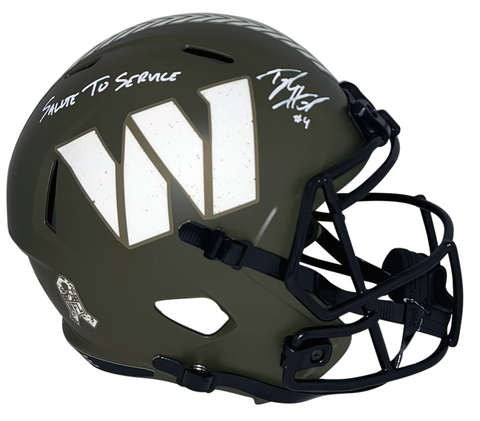 TAYLOR HEINICKE SIGNED WASHINGTON COMMANDERS SALUTE TO SERVICE FULL SIZE HELMET