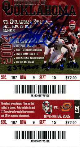 Adrian Peterson Signed Oklahoma Sooners 11/26/05 Ticket Stub Beckett 38569