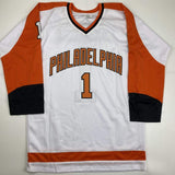 Autographed/Signed BERNIE PARENT Philadelphia White Hockey Jersey JSA COA Auto