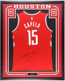 Clint Capela Signed Rockets 35"x43" Framed Jersey (Tristar) 2021 Rebound Leader