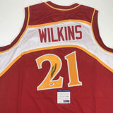 Autographed/Signed DOMINIQUE WILKINS Atlanta Red Basketball Jersey PSA/DNA COA