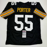 Autographed/Signed Joey Porter Sr. Pittsburgh Black Football Jersey JSA COA #2