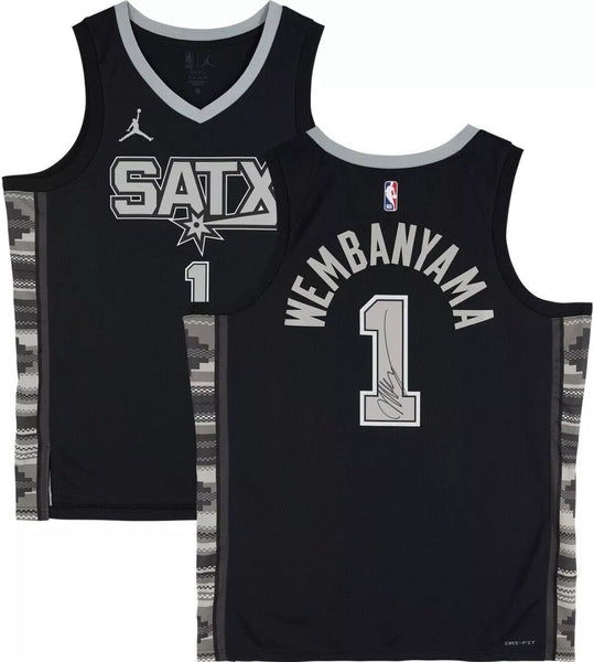 Victor Wembanyama Signed Black Jordan Statement Jersey Spurs Auto Fanatics COA