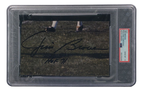 Jim Brown Signed Slabbed Cleveland Browns HOF 71 Cut Signature PSA/DNA Gem MT 10