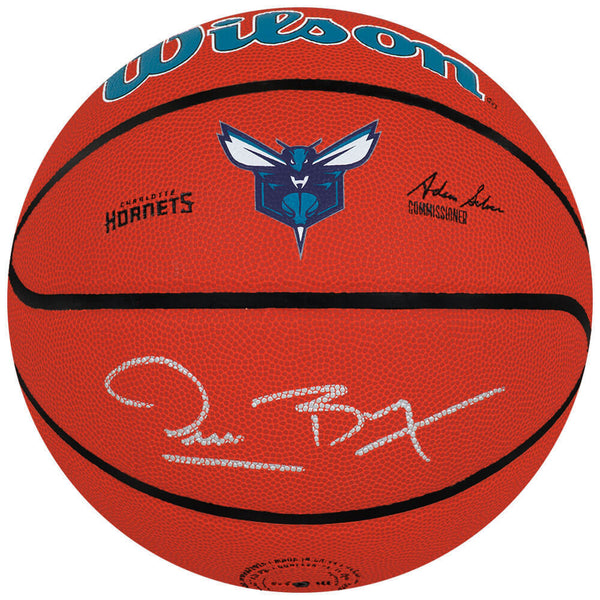 Muggsy Bogues Signed Charlotte Hornets Logo Wilson NBA Basketball (SCHWARTZ COA)