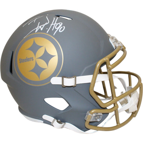 TJ Watt Autographed/Signed Pittsburgh Steelers F/S Slate Helmet Beckett 48607