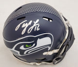 TYLER LOCKETT AUTOGRAPHED SEAHAWKS SPEED MINI HELMET IN SILVER MCS HOLO 182260