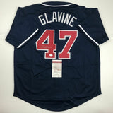 Autographed/Signed TOM GLAVINE Atlanta Blue Baseball Jersey JSA COA Auto