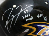 Ray Lewis Autographed Ravens F/S Speed Authentic Helmet w/2Insc.-Beckett W Holo