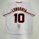 Autographed/Signed Evan Longoria San Francisco White Baseball Jersey JSA COA