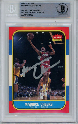 Maurice Cheeks Autographed 1986 Fleer #16 Trading Card Beckett 43916