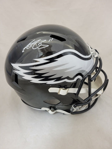 AJ BROWN SIGNED PHILADELPHIA EAGLES FS ALTERNATE SPEED REPLICA HELMET BECKETT QR