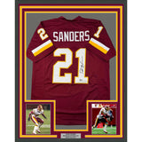 Framed Autographed/Signed Deion Sanders 33x42 Washington Burgundy Jersey BAS COA