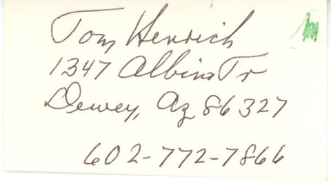 Tom Henrich Signed New York Yankees Cut w/Home Address BAS 45105