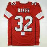 Autographed/Signed BUDDA BAKER Arizona Red Football Jersey Beckett BAS COA Auto