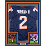 Framed Autographed/Signed Patrick Surtain II 35x39 Denver Blue Jersey JSA COA #2