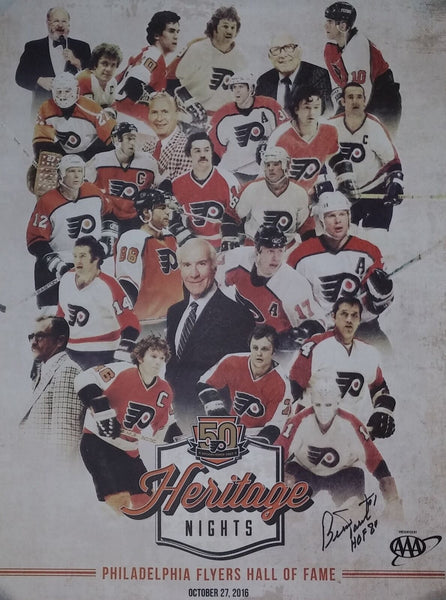 Bernie Parent Autographed Signed 50th Anniversary Flyers Alumni Poster JSA PSA