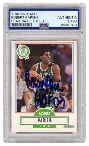 Robert Parish Signed Celtics 1990-91 Fleer Basketball Card #13 w/HOF'03 - (PSA)