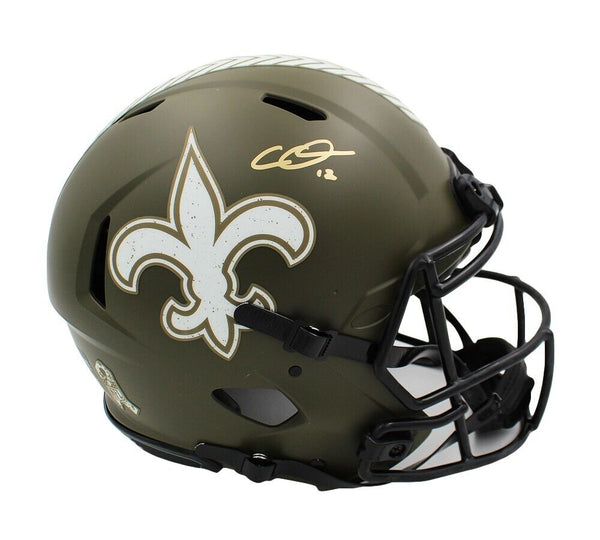 Chris Olave Signed New Orleans Saints Speed Authentic Salute To Service Helmet