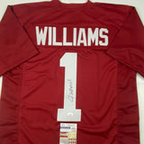 Autographed/Signed Jameson Williams Alabama Red College Football Jersey JSA COA