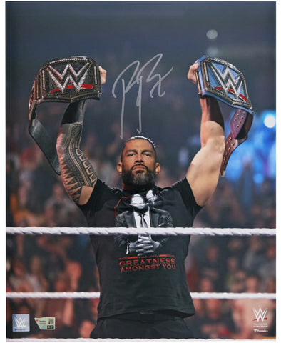 Roman Reigns Autographed "Raising Titles" 16" x 20" WWE Photo Fanatics