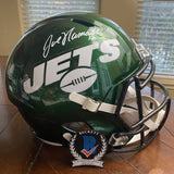 JOE NAMATH AUTOGRAPHED SIGNED GREEN NEW YORK JETS FS REPLICA HELMET BECKETT