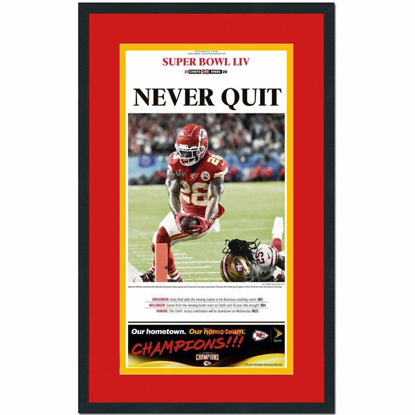 Framed Kansas City Star Chiefs Super Bowl LIV 54 Newspaper Cover 17x27 Photo V2