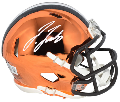 JERRY JEUDY AUTOGRAPHED CLEVELAND BROWNS CHROME SPEED MINI HELMET BECKETT