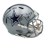 Ezekiel Elliott and Dak Prescott Signed Dallas Cowboys Speed Full Size Helmet