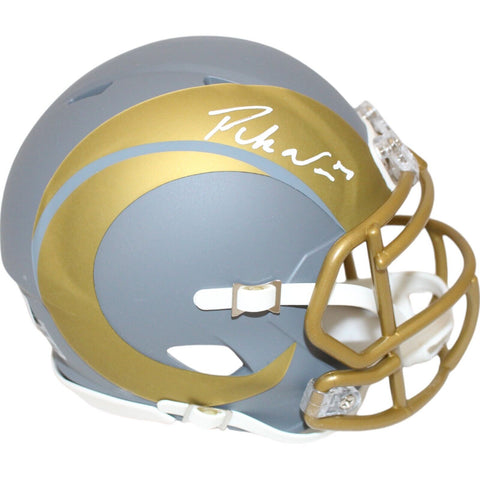 Puka Nacua Autographes Los Angeles Rams Slate Mini Helmet Beckett 48364