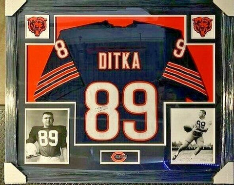 Mike Ditka Signed Chicago Bear 35x43 Framed Jersey (Beckett) Super Bowl XX Coach