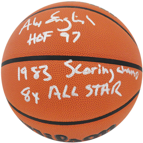 Alex English Signed Wilson I/O NBA Basketball w/3-INSCRIPTIONS - (SCHWARTZ COA)