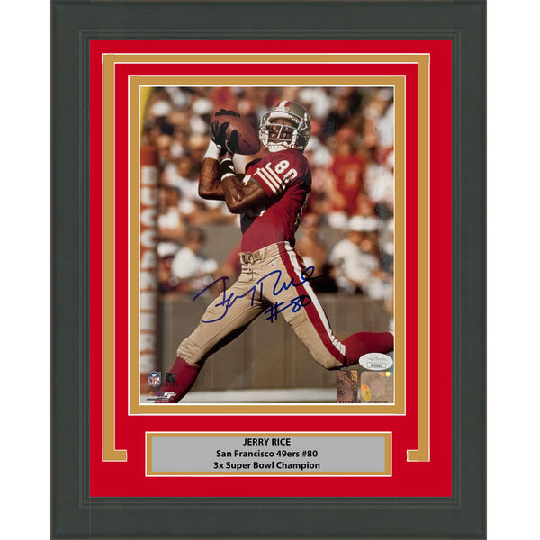 Framed Autographed/Signed Jerry Rice San Francisco 49ers 8x10 Photo JSA COA