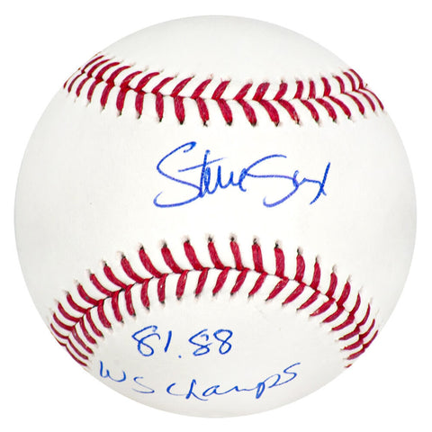 Steve Sax Signed Rawlings Official MLB Baseball w/81, 88 Champs - (SCHWARTZ COA)