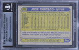 Athletics Jose Canseco Authentic Signed 1987 Topps #620 Card BAS Slabbed