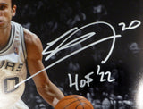 Manu Ginolbili Autographed Signed 16x20 Photo Spurs "HOF 22" Beckett QR #WX48324