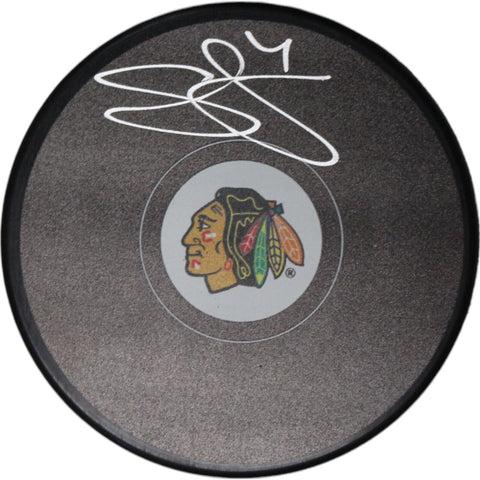 Seth Jones Autographed/Signed Chicago Blackhawks Hockey Puck FAN 46962