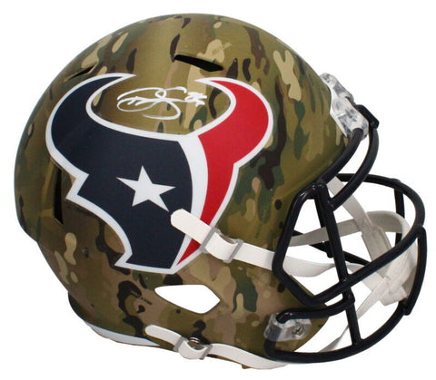 Dalton Schultz Autographed (In White) Texans Camo Full Size Speed Helmet Beckett