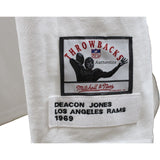 Deacon Jones Signed Rams Mitchell & Ness 52 White Jersey HOF JSA 48486