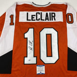 Autographed/Signed John LeClair Philadelphia Orange Jersey Beckett BAS COA